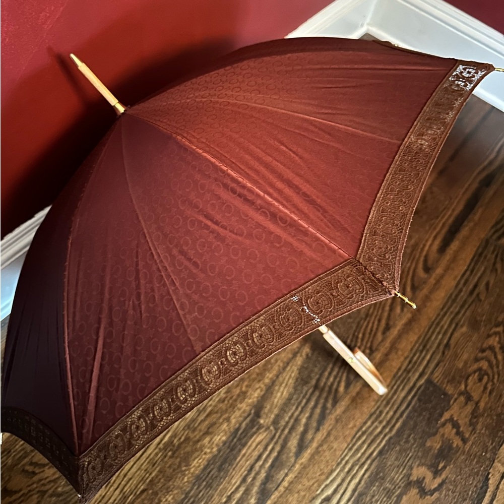 Celine Brown Triomphe Umbrella Vintage Lace Macadam - Picture 5 of 9